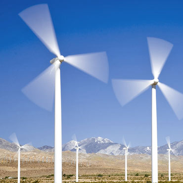 Wind turbines spinning